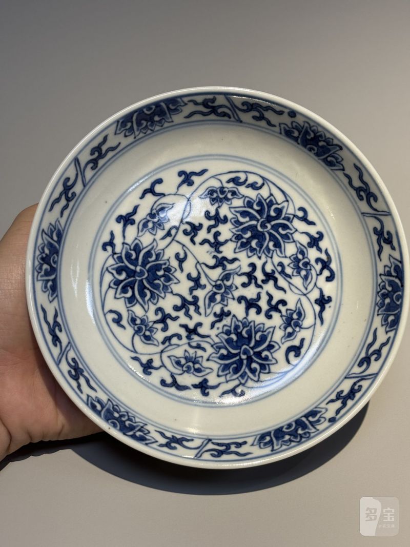    清光绪 青花缠枝莲纹盘 - 图3